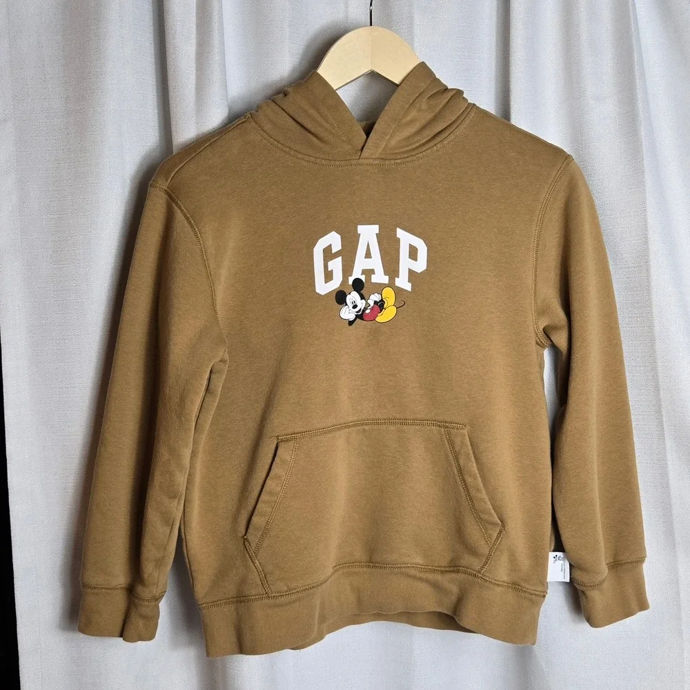 GAP Kids Hoodie‎ Sweatshirt Brown Mickey Mouse Graphic Pullover Size L 10